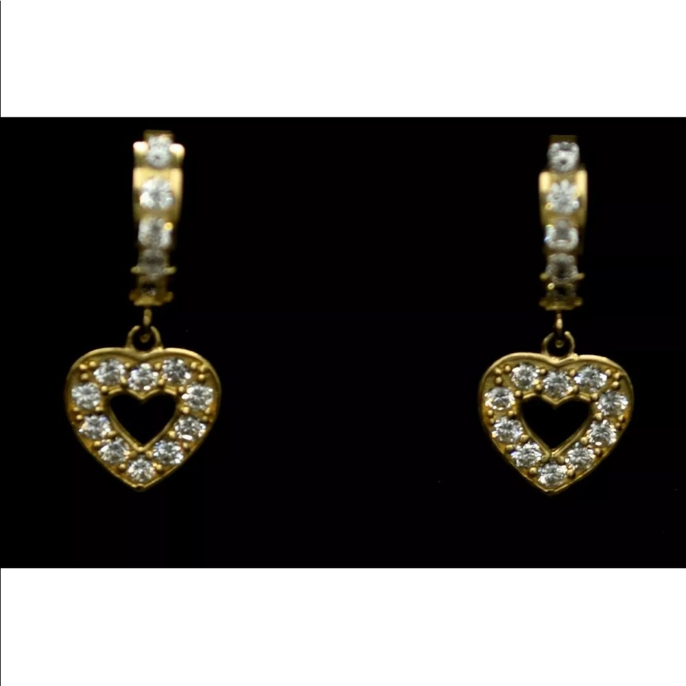 Solid 14K Yellow Gold Created Diamond Earrings